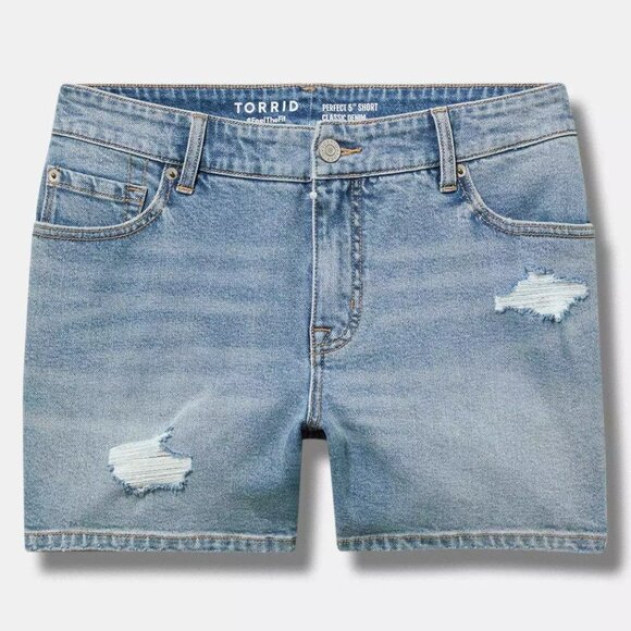❤️NWT VINTAGE TORRID JEAN SHORTS - DISTRESSED DESTRUCTED DENIM - SIZE 22 - Picture 7 of 10